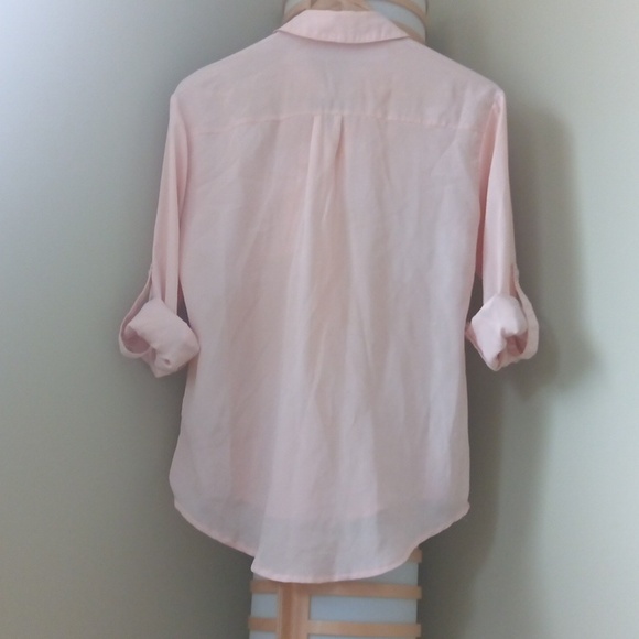 Ptp19" Sans Souci Light Pink Casual Button Down Shirt With Roll-Tab Sleeve - Picture 7 of 14